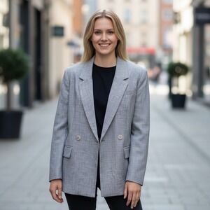 Steve Madden Blazer‎ Women's XS Lined Blue Chambray Career Business Casual